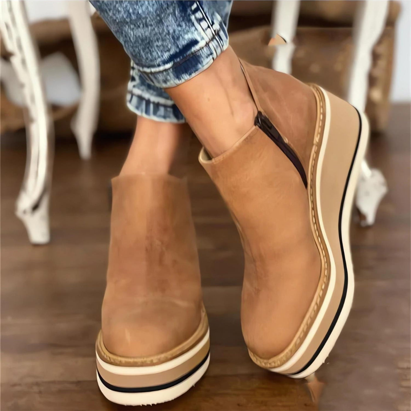 Alida | Chaussures en cuir avec fermeture éclair