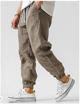 Maximilian | Pantalon en Lin Homme Élégant Taille Haute avec Cordon de Serrage-1