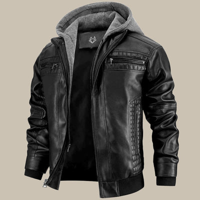 Veste Cuir Homme – Première Qualité avec Capuche, Élégante et Confortable-1