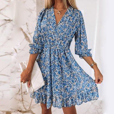 Variant image for Robe d'été - Chic et Longue avec Manches Bouffantes-11