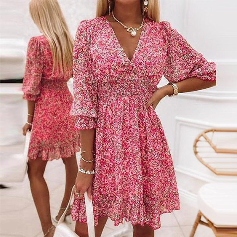 Robe d'été - Chic et Longue avec Manches Bouffantes-1