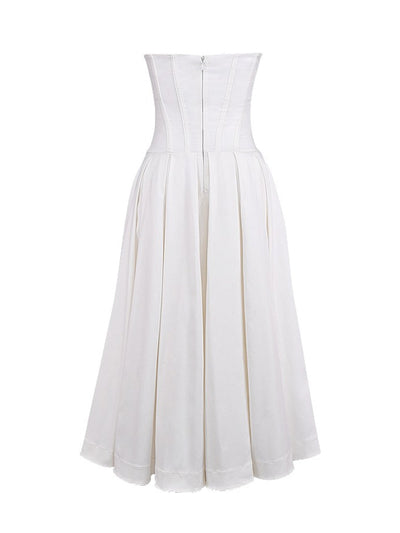 Odette | Robe midi sans bretelles et solide